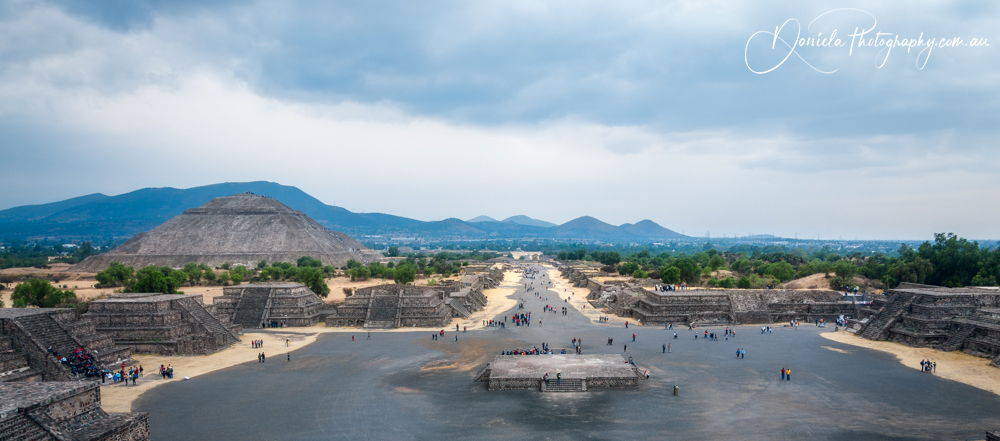 Teotihuacán Panorama Avenue of the Dead  ancient pre Columbian city and vast archeological site, Mexico